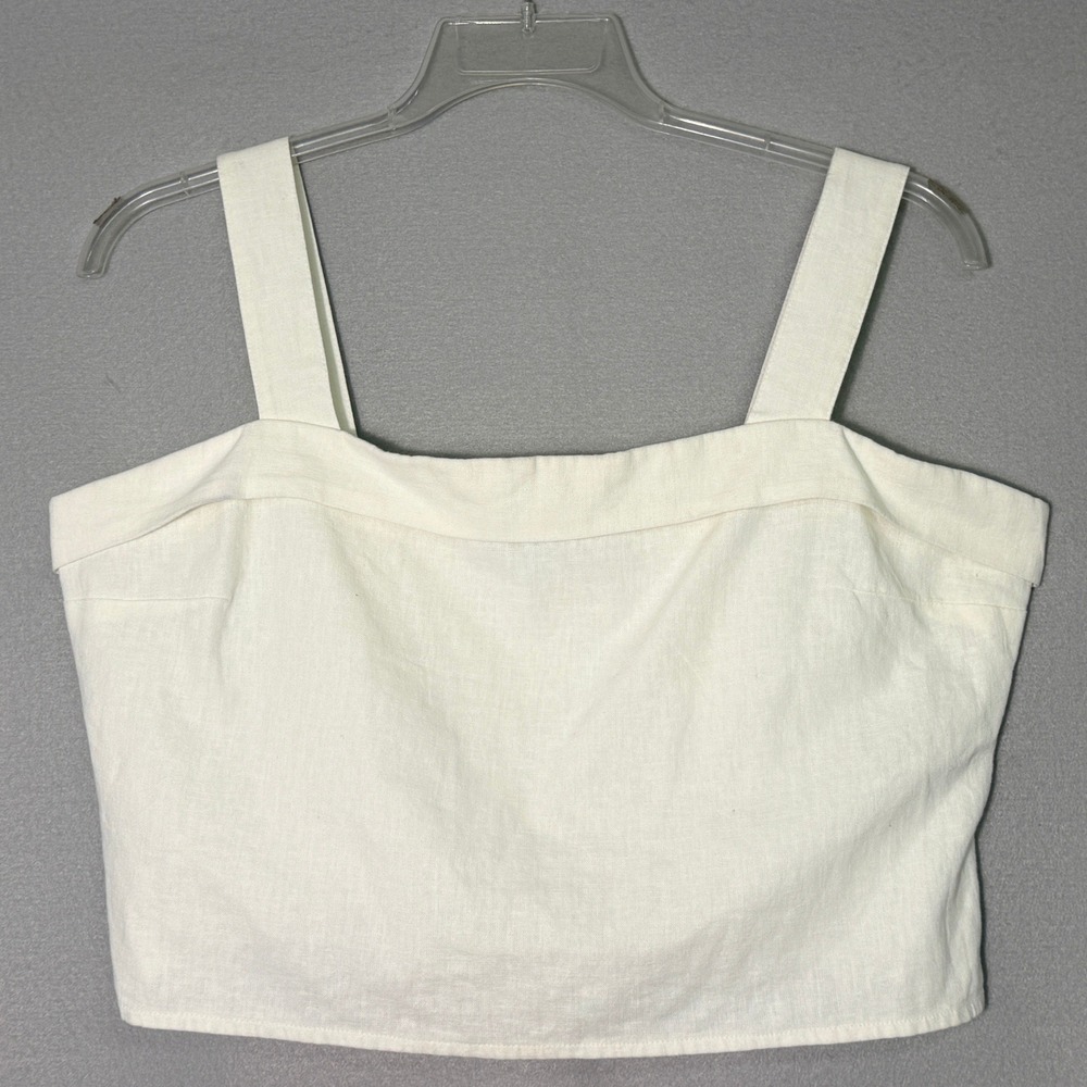 Abercrombie & Fitch Smocked Linen Cotton Crop Top Womens Size XL Boho Coquette